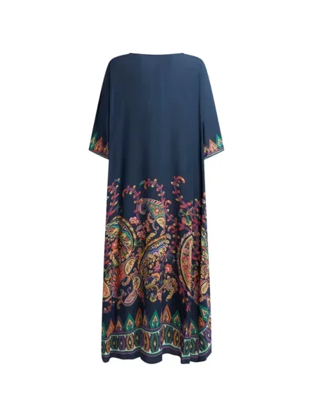 Rochie Etro de mătase cu imagine cu model paisley albastru