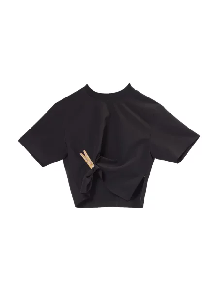 Haftowana koszulka Moschino o krotszym kroju czarna