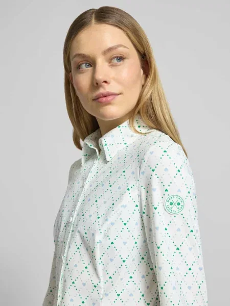 Bluzka w kroju slim fit w całościowym wzorze Marc Cain biała
