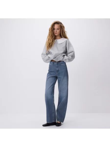 Reserved Džíny wide leg indigo jeans