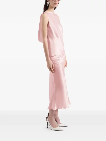 Top Nina Ricci de mătase drapat roz