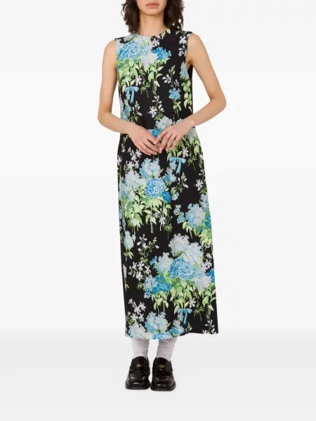 Rochie midi Moschino fără mâneci cu model floral cu imagine negru