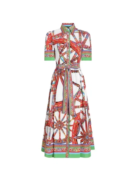 Rochie tip cămașă Dolce & Gabbana cu imagine din poplin alb