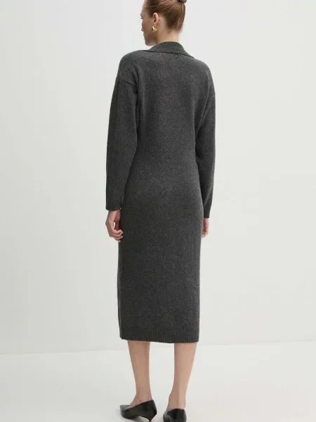 Шерстяное платье Pinko серое