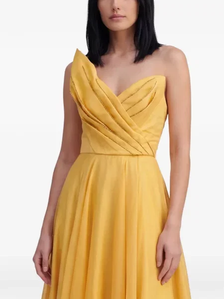 Rochie maxi Marco Gabrielli Atelier cu mărgele fără bretele galben