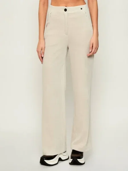 Marc Cain De catifea reiată pantaloni WELKOM | Relaxed fit | high waist bej