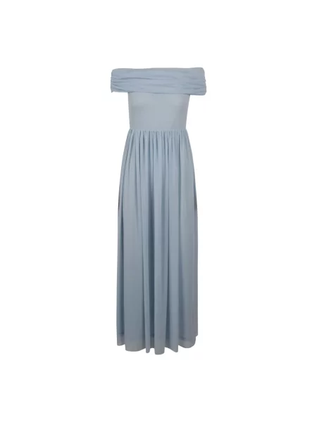 Sukienka maxi Rotate Birger Christensen z odkrytymi ramionami niebieska