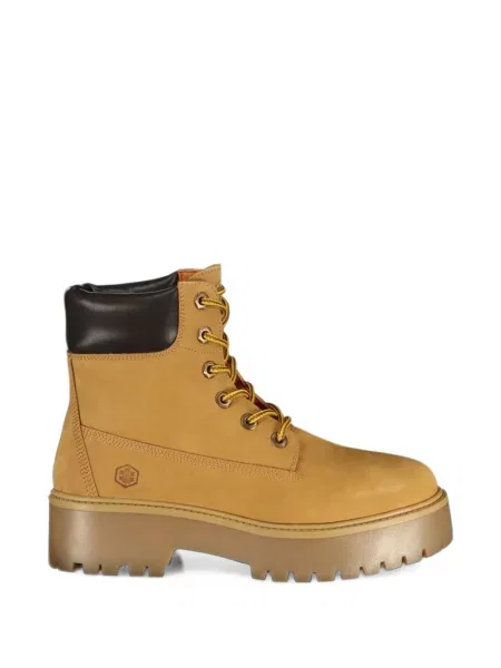 Botine Lumberjack cu șireturi din piele maro