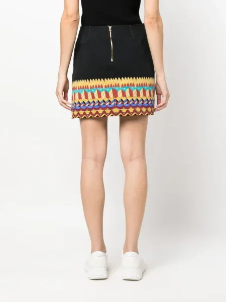Fustă La Doublej cu imagine cu imprimeu geometric din țesătură twill negru