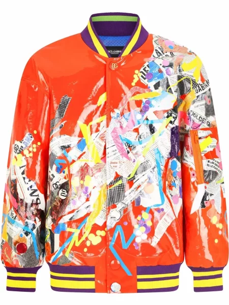 Geacă bomber Dolce & Gabbana cu imagine portocaliu