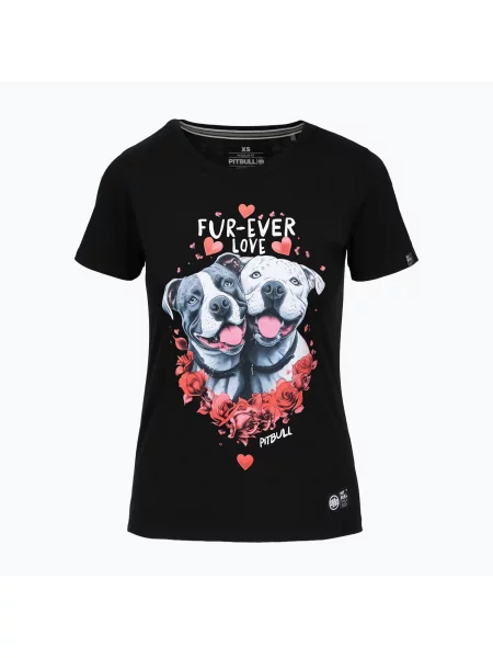 Pitbull Fur Ever Love дамска тениска черно