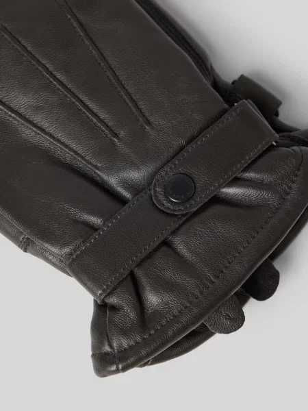 Rękawiczki ze skóry bydlęcej nappa z zapięciem na patkę Barbour
