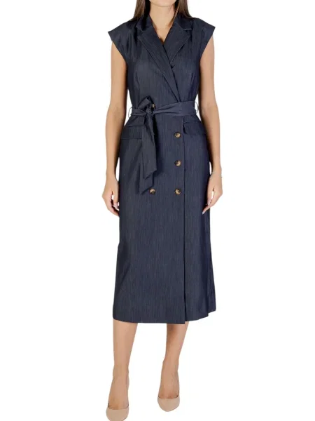 Obleka midi obleka Ichi brez rokavov nad koleni modra