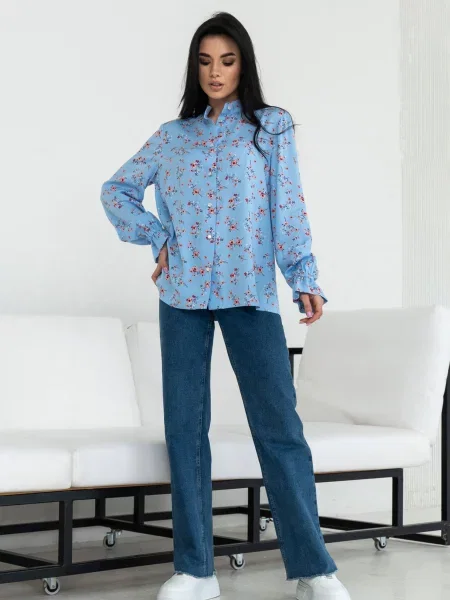 Блуза RiMari бавовна/віскоза блакитний