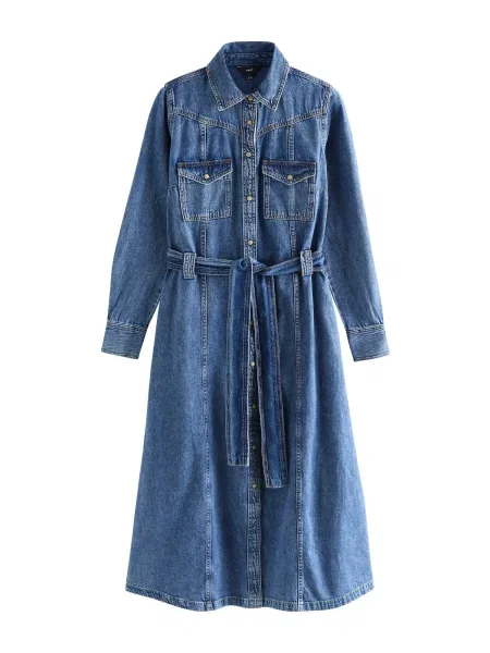 Next Rochie tip bluză denim negru