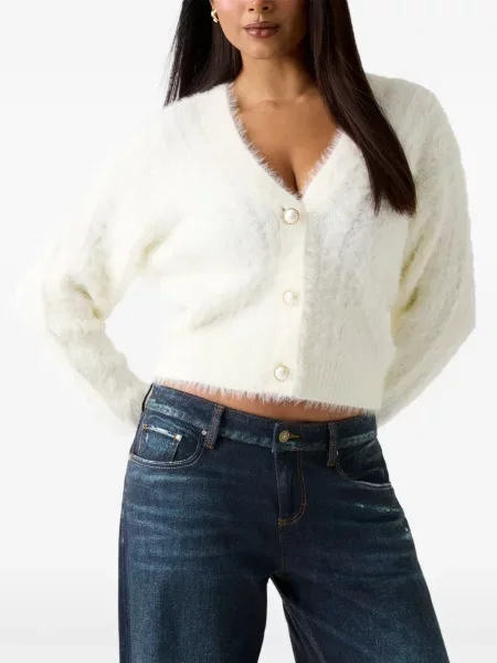 Cardigan Guess cu decolteu în V alb