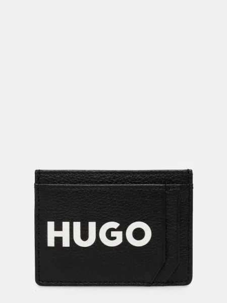 HUGO etui na karty skórzane czarny