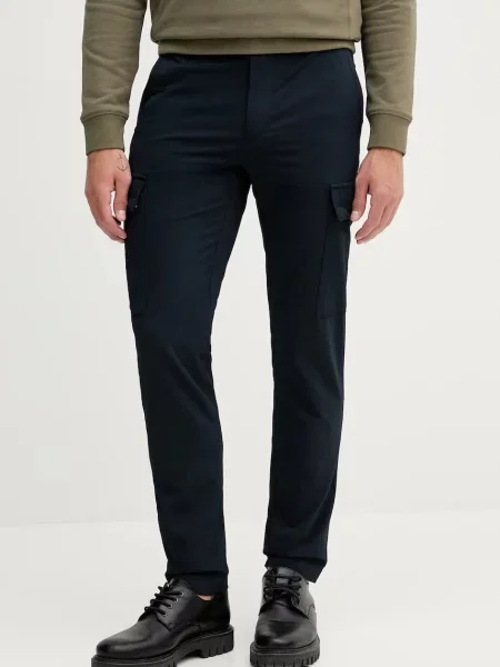 BOSS pantaloni bleumarin mulata negru