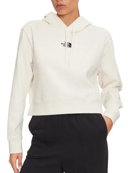 Bluza z kapturem The North Face z kapturem o krotszym kroju biała