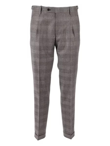 Pantaloni Berwich în carouri plisate maro