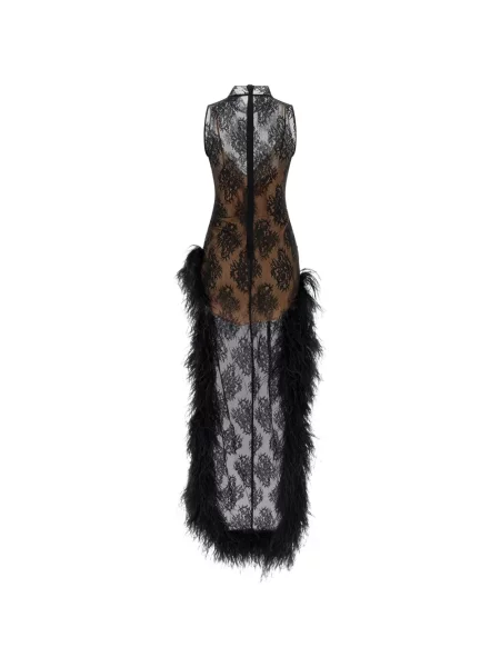 Rochie midi Giuseppe Di Morabito cu pene din dantelă negru