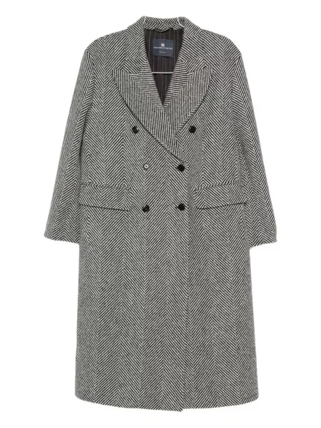 Kaput Ermanno Scervino s herringbone uzorkom crna