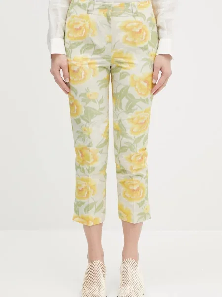 Kenzo pantaloni drept high waist galben