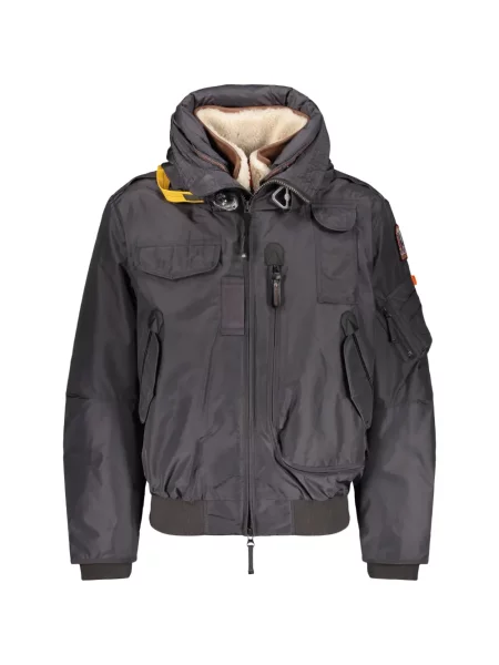 Geacă Parajumpers cu glugă din piele de oaie gri