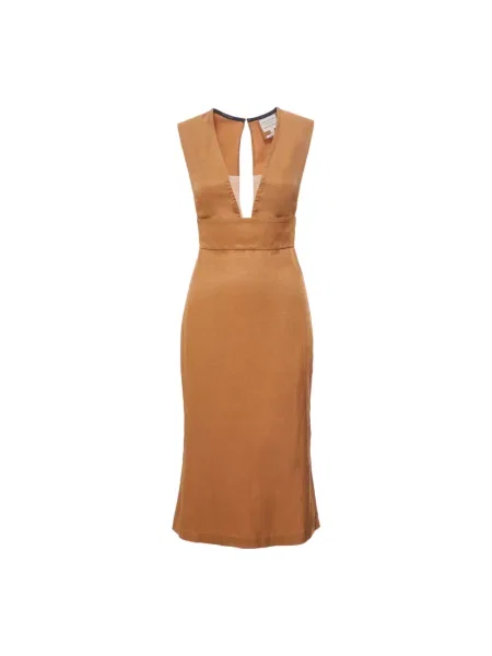 Lniana sukienka midi Alessia Santi brązowa