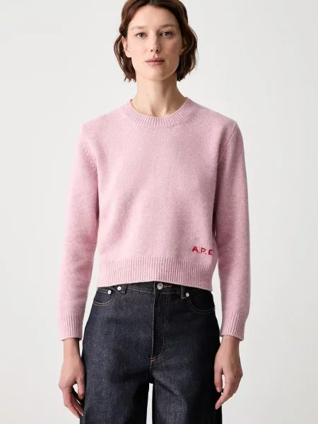 A.P.C. pulover pentru femei din lână Anna roz