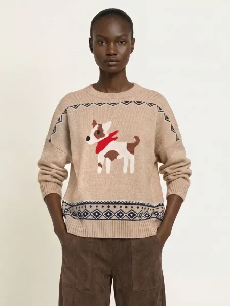 Weekend Max Mara Sweter Pavidi beige biały