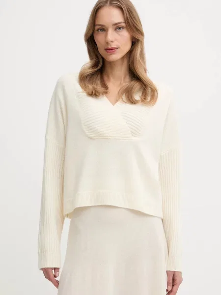 United Colors of Benetton pulover din amestec de lână bej