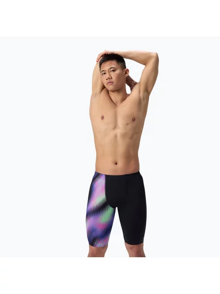 Мъжки шорти за плуване тип клин Speedo ML One-Leg Printed blurry glass/black черно