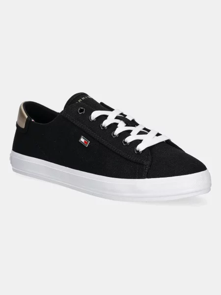 Tenisky Tommy Hilfiger VULC CANVAS LACE UP SNEAKER černá