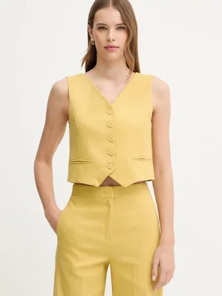 IBlues kamizelka jednorzędowa z dodatkiem lnu GABARRA żółta