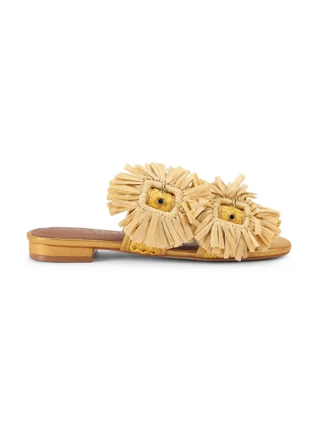 Kurt Geiger London papuci pentru femei Raffia Buckle Flat Sdl galben