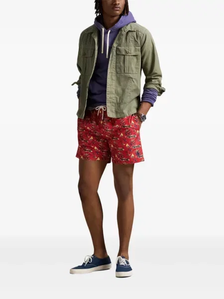 Pletene sportske kratke hlače Polo Ralph Lauren s printom bijela