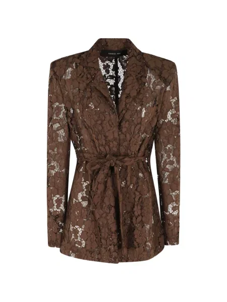 Jakna Federica Tosi s čipkom smeđa