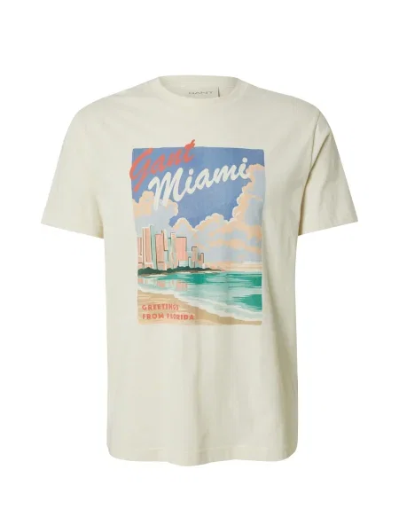 Gant Tricou Écru roșu