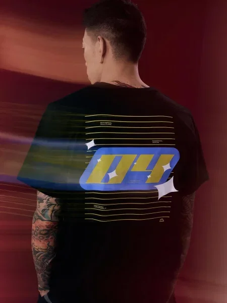 Koszulka sportowa MANTO racing oversize z krótkim rękawem czarna