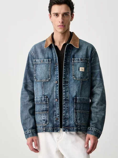 Calvin Klein Jeans geacă de tranziție pentru bărbați din denim albastru