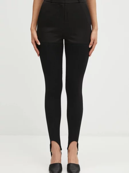 Coperni pantaloni Hybrid Rib mulată high waist negru