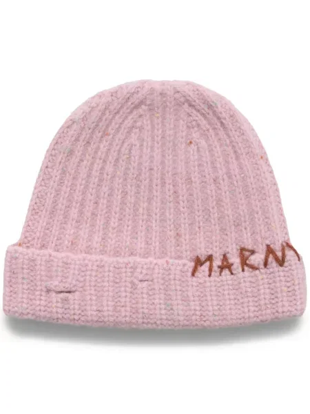 Căciulă Marni cu broderie tricotate roz