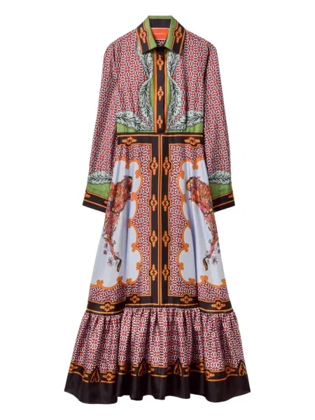 Rochie maxi La Doublej de mătase până la genunchi de costum roz