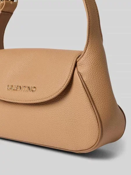 Lniana torebka Valentino Bags beżowa