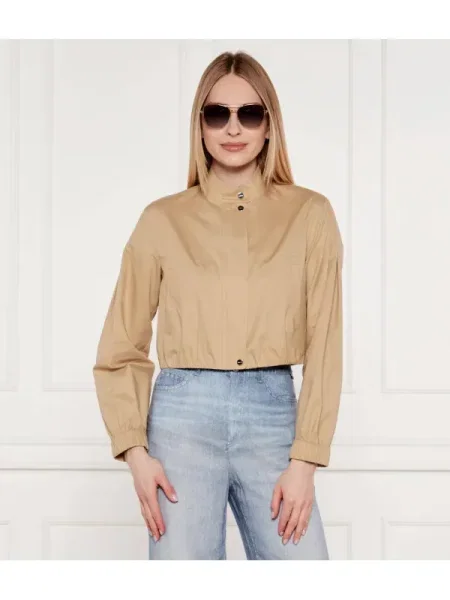 Marc Cain Geacă | Cropped Fit cu adaos de mătase bej