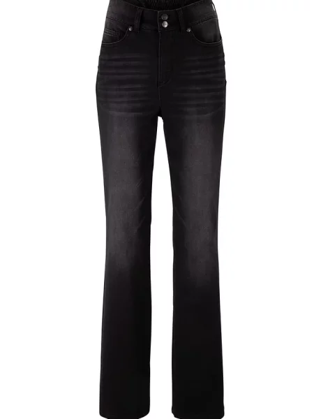 Modelujące dżinsy o kroju bootcut mid waist czarne