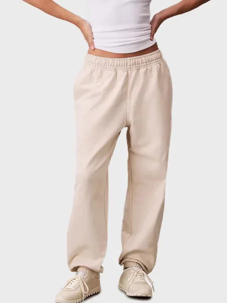 Махрові штани Calvin Klein Jeans бежеві