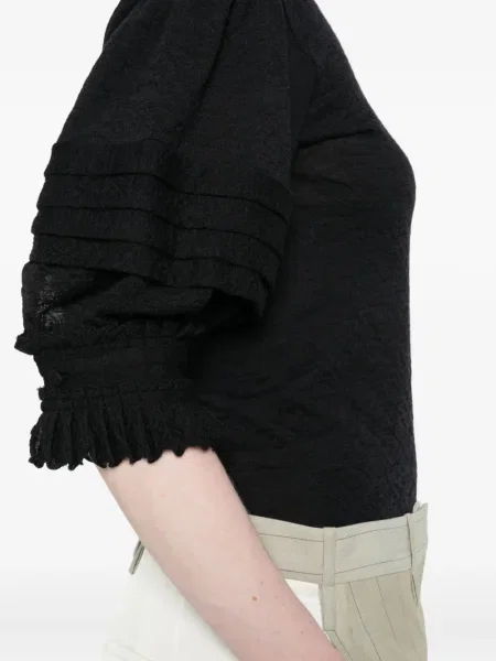 Top Jil Sander plisat negru