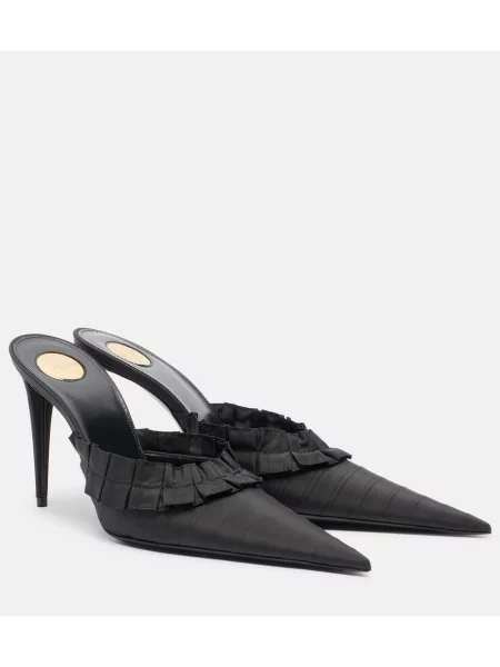 Taft mules Saint Laurent s volány černé